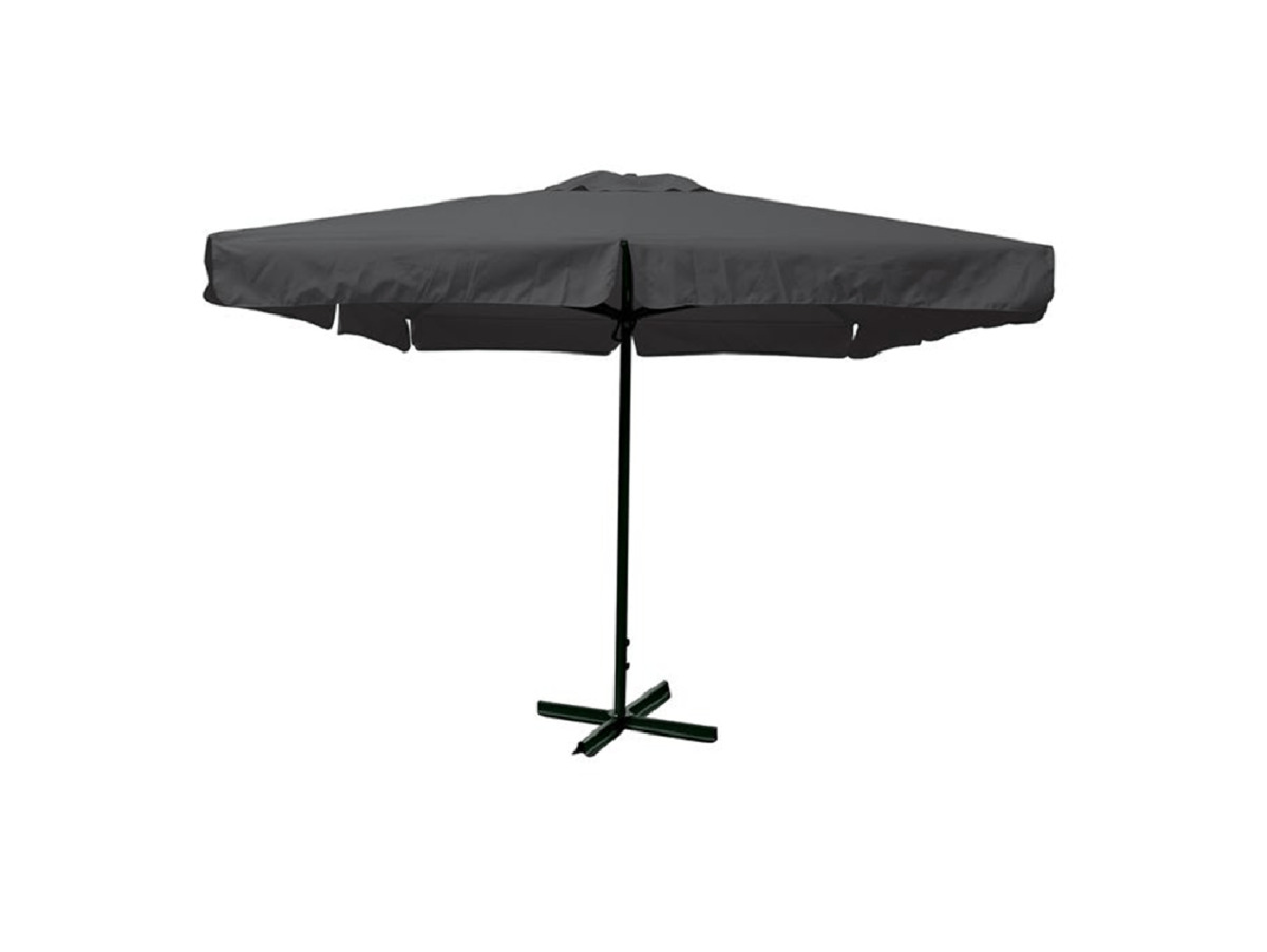 UMBRELLA 4x4m Alu Anthracite/Fabric Beige(250gr)/with base (heavy duty)